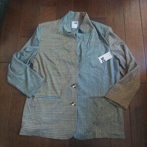 Sonoma Goods For Life Jacket Women Sz XL Plaid Brown Gray Knit Blazer Jacket NWT